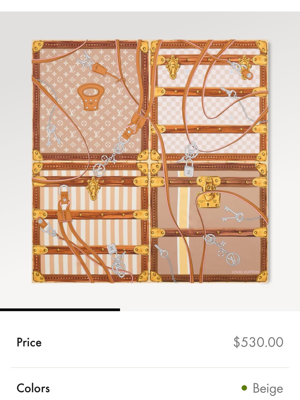 Louis Vuitton NWT Strap and Trunk Square Silk Scarf. Bought Paris April. Box - Picture 9 of 15
